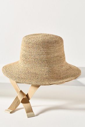 Wyeth Nyc Raffia Crochet Ties Bucket Hat