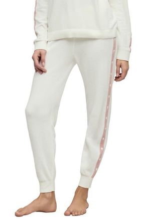 Barefoot Dreams CozyChic Ultra Lite Heart Stripe Joggers in Pearl-Bloom at Nordstrom, Size X-Large