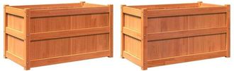 vidaXL Vidaxl - Jardineras De Exterior 2 Uds Madera Maciza De Pino Marr&oacute;n Cera
