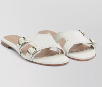 Santoni flat sole sandals open toe textured straps
