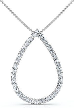 Pompeii3 1Ct Pear Shape Diamond Pendant White or Yellow Gold Lab Grown 1.25 Tall