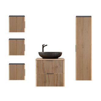 Petits Meubles Set de muebles con lavabo estratificado marr&oacute;n negro