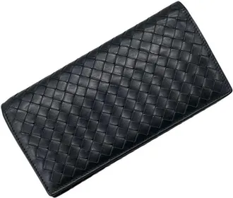 Bottega Veneta Black Intrecciato Long Wallet (Bi-Fold) (Pre-Owned)