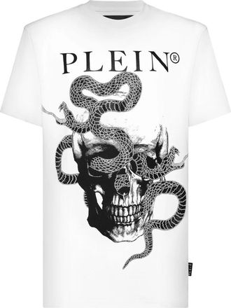 Philipp Plein T-Shirt Ronde Hals Snake - Heren - T-shirts - Wit - XL - Katoen - Tops