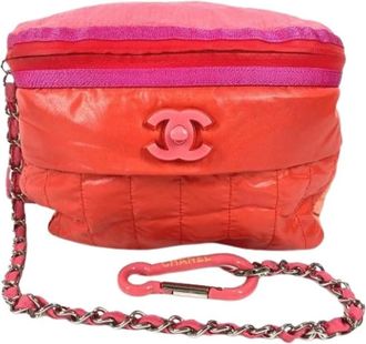 Chanel Pre-owned Nylon Crossbody Bag - Dames - Vintage Schoudertas - Roze - ONE Size - Nylon - Vintage