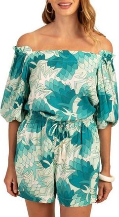 Trina Turk Equinox 2 Off the Shoulder Top in Tranquil Turquoise at Nordstrom Rack, Size Medium