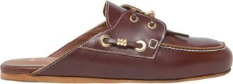 Maje Leather boat mules in Cognac Brown at Nordstrom, Size 36