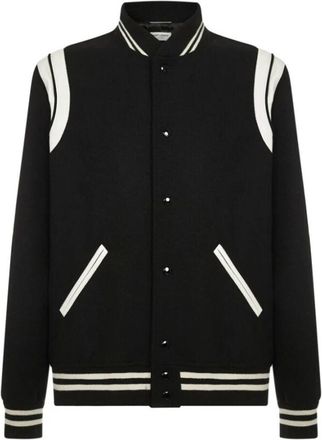 Saint Laurent Teddyjas van wol - Heren - Bomber jackets - Zwart - L - Wol - Jassen