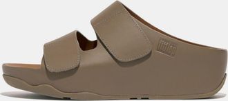 FitFlop Womens Fit Flop Shuv Adjustable Leather Sliders in Grey