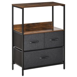 HOMCOM Fabric Chest of Drawers Storage Unit 58x29x81.5cm - Black | TJ Hughes