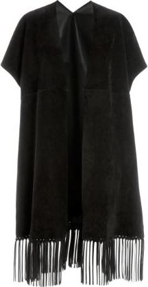 Valentino Garavani Valentino Black Suede Short Sleeve Caban Fringe detail Coat Sold Out Size S