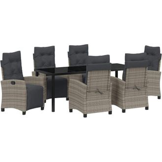vidaXL Conjunto De Comedor De Jard&iacute;n 7 Pcs Gris Rat&aacute;n Sint&eacute;tico Vidaxl