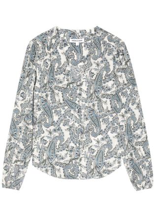 Veronica Beard Farah Printed Silk-blend Blouse - Ecru - 10 (UK14 / L)
