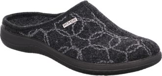 Rohde Bari 6544 Womens Felt Slippers Embroidered Removable Sole, black, 5 UK