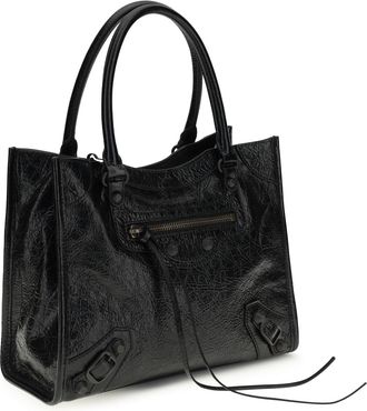 Balenciaga Womens Le City Tote Mini Handbag Black Lamb Ovis Aries Handbags Hand Bags