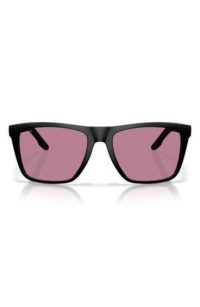 Costa Mainsail XL 59mm Polarized Square Sunglasses in Matte Black /Rose 580P at Nordstrom