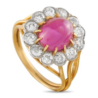 Luxury Bazaar Antique 18K Yellow Gold 1.20ct Diamond and Ruby Ring MF21-050726