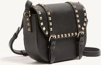 Valentino Garavani Borsa a tracolla piccola Valentino Garavani Rockstud in vitello granato Donna NERO UNI