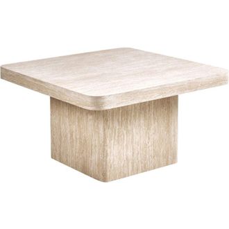 Beliani Tavolino da caff&egrave; Piano in MDF impiallacciato Base in pietra Design moderno 80 x 80 cm Beige Duson