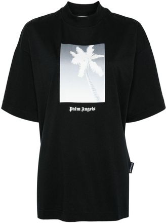Palm Angels T-shirt met palmboomprint - Zwart