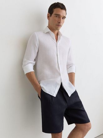 Reiss Navy Barges Linen Drawstrings, 30