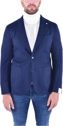 L.B.M. 1911 L.b.m. 1911, Jassen, Heren, Blauw, 5Xl, Leer, Getailleerd jasje met gedecoreerde schouder