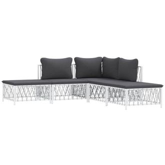 vidaXL Juego De Muebles De Jard&iacute;n 5 Piezas Y Cojines Acero Blanco Vidaxl