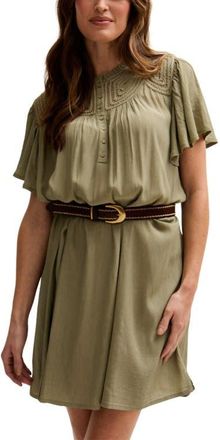 Lily And Lionel Roma Angel Sleeve Mini Dress in Green at Nordstrom, Size 12