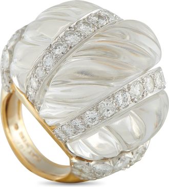 David Webb 18K Yellow Gold 4.0ct Diamond and Rock Crystal Ring DW11-011326