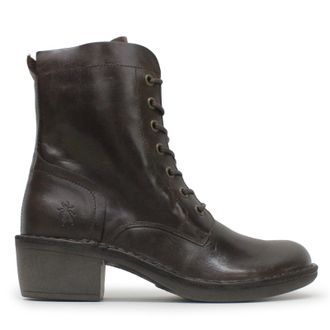 FLY London MILU044FLY Rug Leather Womens Ankle Boots - Dark Brown - Size:UK 5