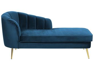 Beliani Chaise longue izquierdo terciopelo azul marino
