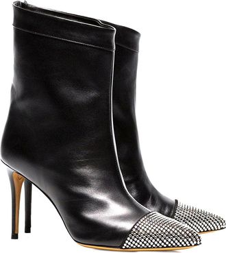 Generic Sexy Pointed Toe Rhinestone Crystal High Heel Ankle Booties for Womens, Comfort Pull On Stiletto Heel Dressy Shoes, Classic Leather Party Evening Offi