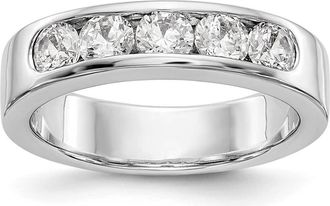 Diamond2Deal 14k White Gold Lab Grown Diamond Wedding Band Ring 1Ct Clarity- VS Color- D-E