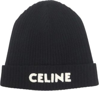 Celine Pre-owned Accessories, male, Black, Size: ONE SIZE Pre-owned Wool Knit Cap