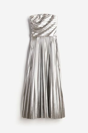 H&M Bandeau-Kleid mit Falten - Silber