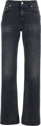Haikure Black Jeans With Belt Loops And Logo Patch On The Rear In Denim Woman