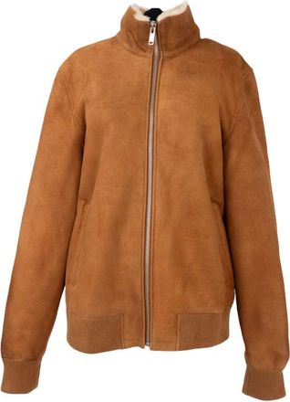 Sergio Moretti Beige High Collar Ribbed Detail Sheep Leather Jacket