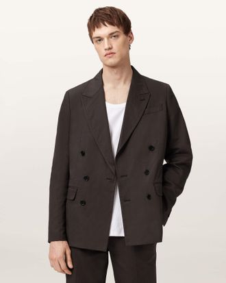 AllSaints Cotton Newton Double Breasted Blazer, Size: 34