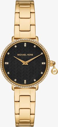 Michael Kors Mini Pyper Pav&eacute; Gold-Tone Watch