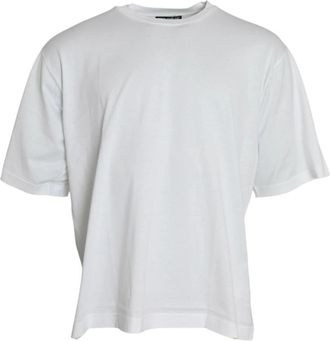 Dolce & Gabbana Cotton T-shirt met ronde hals - Heren - T-shirts - Wit - 4XL - Katoen - Tops