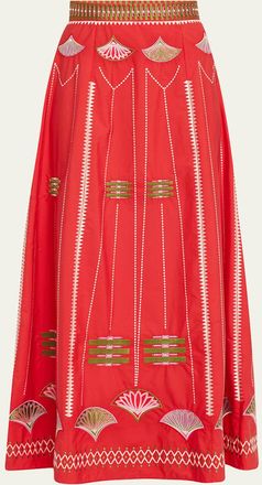 Emporio Sirenuse Camille Japanese Peacock Beaded Skirt