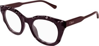Chlo&eacute; Ronde Acetaat Brillen - unisex - Brillen - Rood - ONE Size - Leer - Accessoires