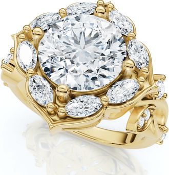 Pompeii3 Certified 2.50 - 6.40Ct Diamond Vine Engagement Ring 14k Gold Lab Grown