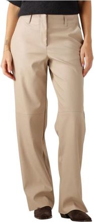 Knit-ted Naomi Pant - Dames - Straight fit broeken - Beige - S - Leer - Broeken