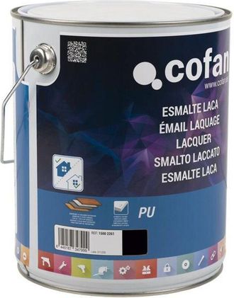 cofan Esmalte Laca Al Agua Negro 4 L Satinado, El Esmalte De Laca Al Agua Est&aacute; Indicado Para La Protecci&oacute;n Y Decoraci&oacute;n De Todo Tipo De Superficies Como Mad