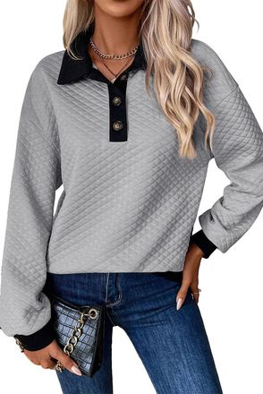 Azura Exchange Gequilted Pullover Sweatshirt