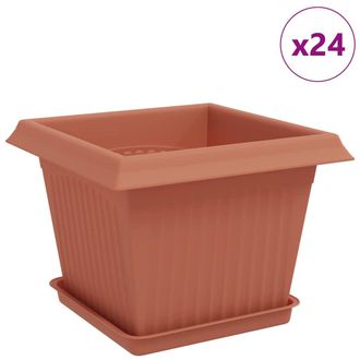 vidaXL Macetas 24 Pcs Rojo Ladrillo 23 X 23 X 17,5 Cm Pl&aacute;stico Vidaxl