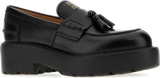 Miu Miu Womens Black Leather Loafers Nero Mocassini