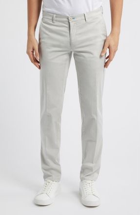 Brax Fabio Micropattern Flat Front Cotton Blend Pants in Sand at Nordstrom, Size 36 X 32