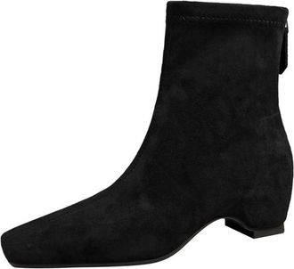 Generic High Heels Boots for Women Elegant Faux Retro Comfort Winter Shoes Chunky Heeled 5CM Work Office Ankle Boot (Black,5.5)